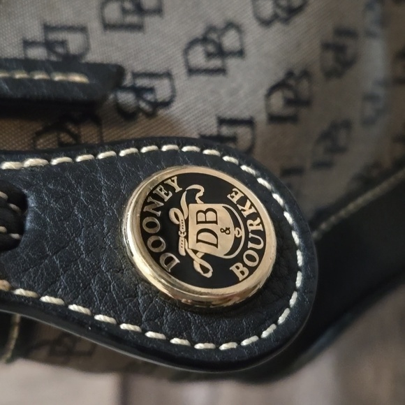 Vintage Dooney & Bourke Monogram Logo Hobo Shoulder Hand Bag Black Grey - Picture 6 of 13